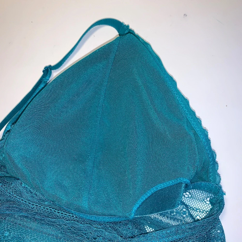 NOBO No Boundaries Teal Lace Bralette 2XL Wireless Racerback Removable Pads - Picture 6 of 6
